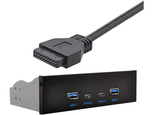 Xiwai USB-C & USB 3.0 HUB 4 Ports Front Panel to Motherboard 20Pin Connector Cable for 5.25' CD-ROM Bay