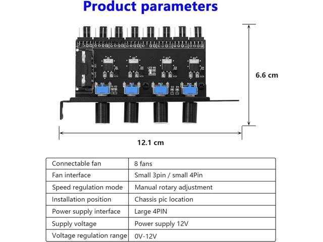 SinLoon 4 Knob Cooling Fan Speed Controller PC 8 Channels Fan Hub for CPU Case HDD VGA PWM Fan PCI Bracket 12V Fan Control- 4Pin Interface Power...