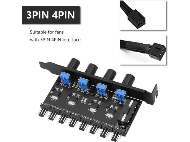 SinLoon 4 Knob Cooling Fan Speed Controller PC 8 Channels Fan Hub for CPU Case HDD VGA PWM Fan PCI Bracket 12V Fan Control- 4Pin Interface Power...