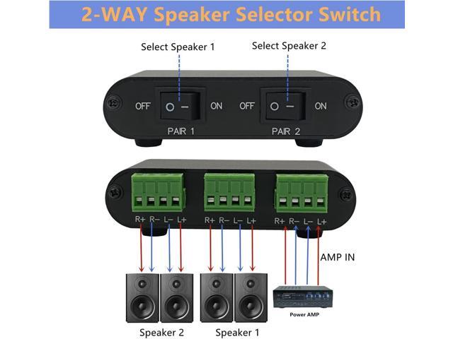 TENEALAY 2-Way Audio Stereo Speaker selector Switcher Box, Combiner Multi Zone A B Speaker Switch Distribution Controller Box - P21