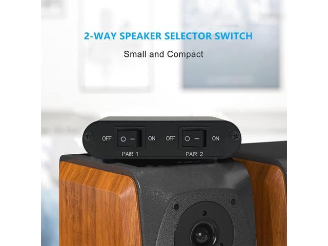 TENEALAY 2-Way Audio Stereo Speaker selector Switcher Box, Combiner Multi Zone A B Speaker Switch Distribution Controller Box - P21