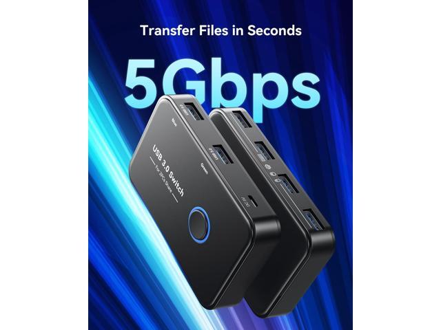 USB 3.0 Switch, ABLEWE USB Switch Selector 2 Computers Sharing 4 USB Devices KVM Switcher for PC, Printer, Scanner, Mouse, Keyboard with 2 Pack USB...