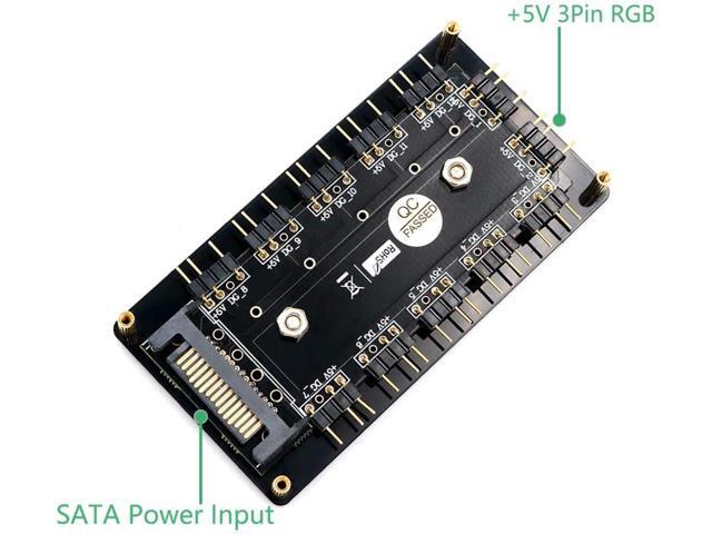 HLT 12 Way 5V 3 Pin ARGB HUB RGB LED Splitter Hub with PMMA Case and Magnetic Standoff for ASUS/MSI 5V 3pin LED Controller