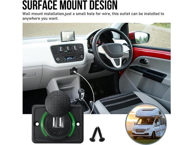 OPL5 12V RV USB Charger, Quick Charger 3.0 Wall Mount USB Charging Station with Green Indicator Light and Cap for Car Camper Boat Marine SUV ATV...
