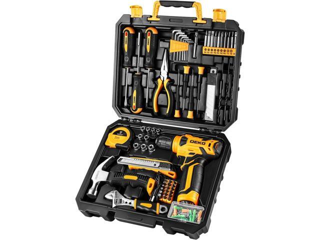 DEKOPRO 126 Piece Power Tool Combo Kits with 8V Cordless Drill, 10MM 3/8'' Keyless Chuck, Professional Household Home Tool Kit Set, DIY Hand Tool...