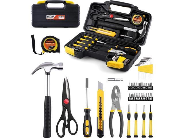 DIFFLIFE 40-Piece Tool Set - General Household Hand Tool Kit with Plastic Toolbox Storage CaseScrewdriver head orange or yellow randomly distributed
