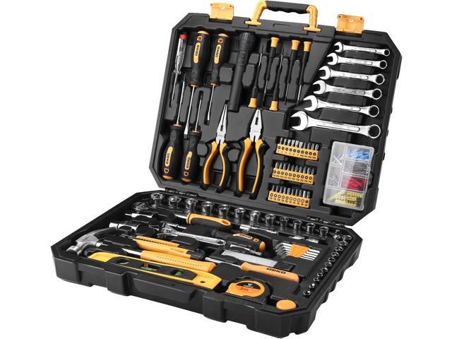 DEKOPRO 208 Piece Tool Set,General Household Hand Tool Kit, Auto Repair Tool Box with Plastic Toolbox Storage Case
