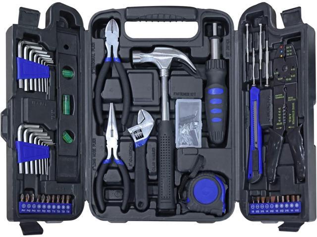 GSTANDARD APK129TSM Torin 129-Piece Professional Hand Tool Kit: General Household Repair Tool Set with Plastic Toolbox Storage Case, Blue