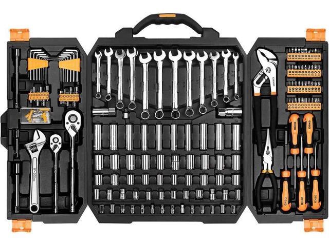 DEKOPRO 192 Piece Mechanics Tool Set Socket Wrench Set, Plastic Storage Case with Auto Repair Hand Tool Kit Wrench Tool Box Set
