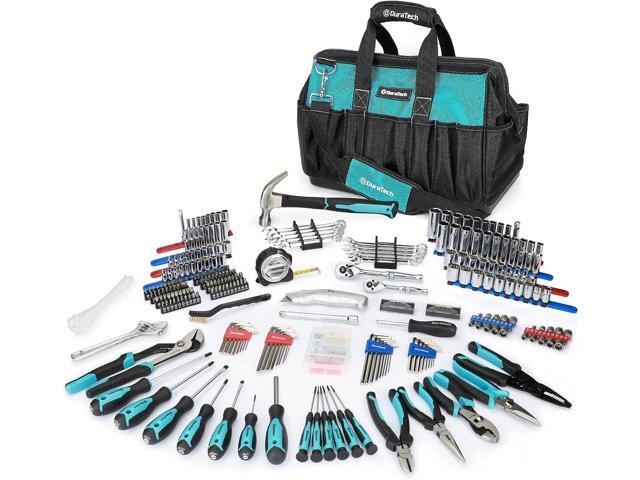 DURATECH 269-Piece Socket Wrench and Home Repair Hand Tool Kit- Daily Use Mechanics Hand Tool Kit with Wide Open Mouth Tool Bag