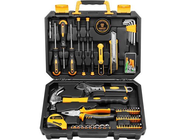 DEKOPRO 100 Piece Tool Set Home Repair Tool Kit,Plastic Tool Box Storage with General Household Hand Tool Kit
