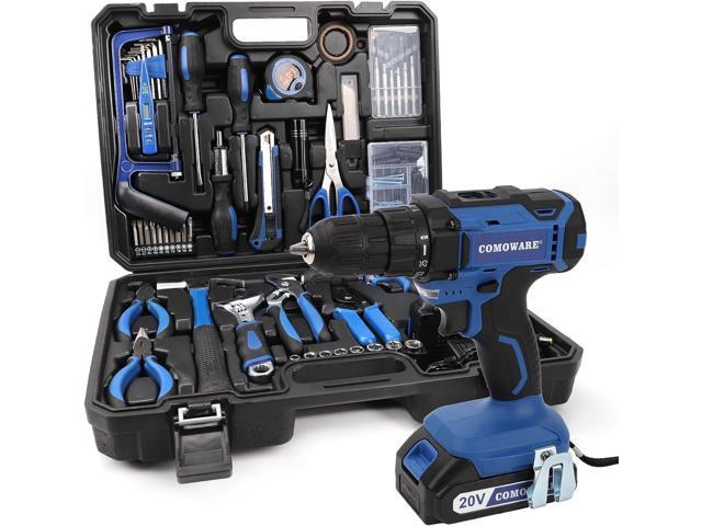 COMOWARE 120 Pcs Home Tool Kit with Drill, 20V Power Tool Combo Kits with 2.0 Ah Li-ion Battery & Charger, 25+1 Clutch, Tool Sets for Men,...