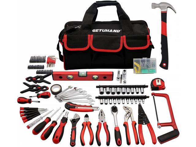 188-Piece Household Tool Kit - GETUHAND General Home/Auto Repair Hand Tool Set, Multi Tool Set with Large Mouth Opening Tool Bag with 15 Pockets