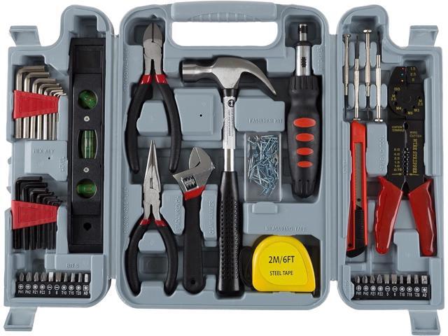 130-Piece Tool Kit - Tools and Home Improvement Set with Hammer, Wrenches, Screwdriver, Pliers, and More - Tool Box for Projects by Stalwart