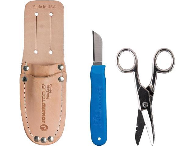 Jonard Tools TK-400 3 Piece Splicers Kit with included Splicing Knife, Electrician's Scissors, and Leather Pouch
