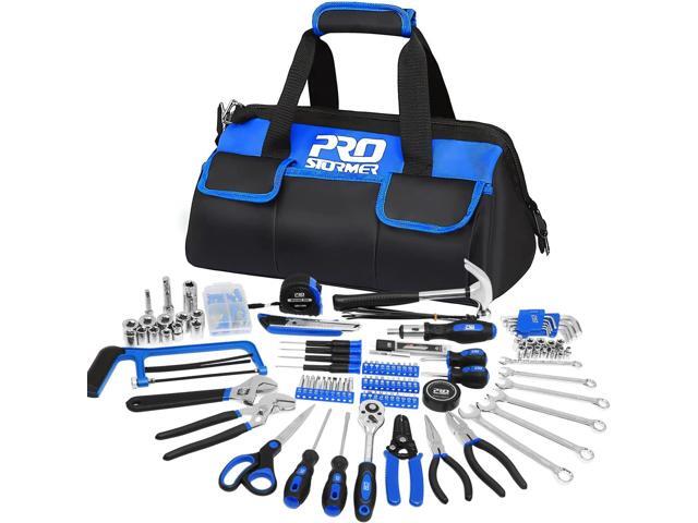 Prostormer 198-Piece General Household Hand Tool Set, Multi-Purpose Basic Home Repair Tool Kit with Wide Mouth Open Storage Tool Bag for DIY and...
