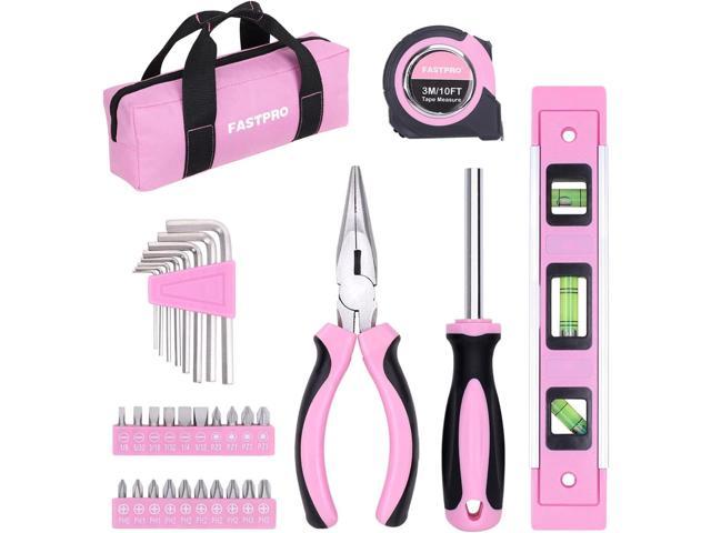Photos - Other Power Tools FASTPRO 33-Piece Pink Tool Kit, Household Tool Set with Screwdriver Bits H