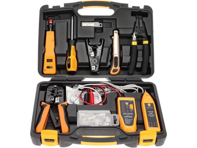 InstallerParts Professional Network Tool Kit 15 In 1 - RJ45 Crimper Tool Cat 5 Cat6 Cable Tester, Gauge Wire Stripper Cutting Twisting Tool,...