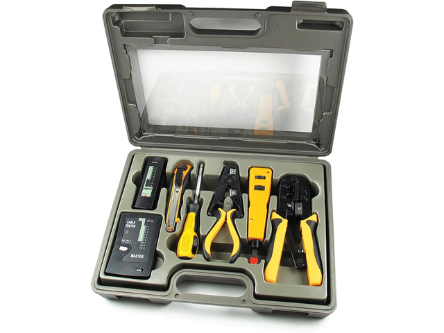 InstallerParts 10 in 1 Network Installation Tool Kit - Cables Repair Maintenance Set, RJ45/RJ11 Crimper, LAN Data Tester, 66 110 Punch Down,...