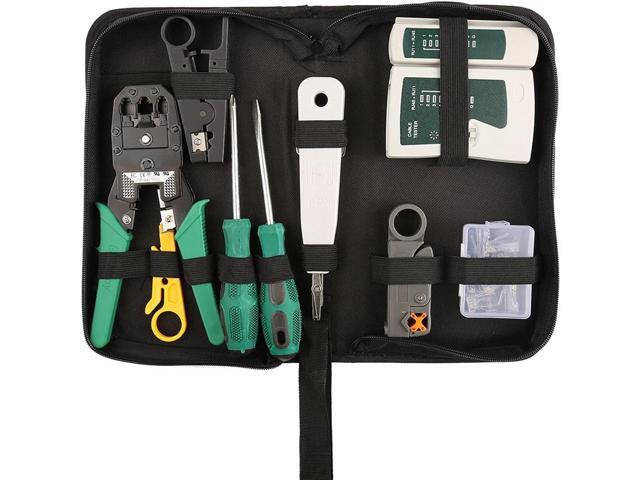 Network Tool Kit Professional Network Maintenance LAN Cable Tester, RJ45 Crimper 9 in 1 Repair Tools RJ45 Crimp Tool, 8P8C RJ45 Connectors, Cable...