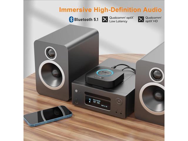 [Upgraded] 1Mii B06 Plus Bluetooth Receiver, HiFi Wireless Audio Adapter, Bluetooth 5.1 Receiver with 3D Surround aptX HD aptX Low Latency for Home...