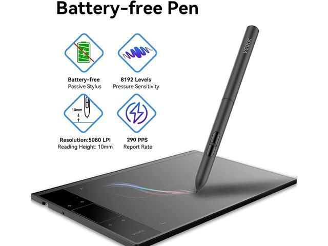 VEIKK A30 V2 Drawing Tablet 10x6 Inch Graphics Tablet with Battery-Free Pen and 8192 Professional Levels Pressure