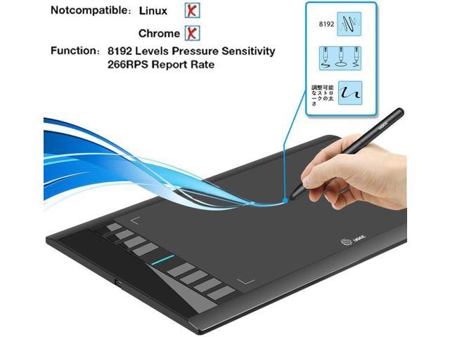 Graphics Drawing Tablets, UGEE M708 10 x 6 inch Large Active Area Drawing Tablet with 8 Hot Keys 8192 Levels Pen Graphic Tablets for Computer...