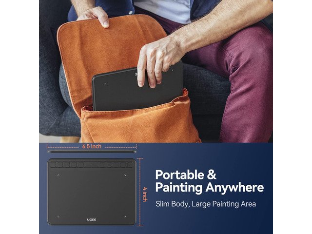 Graphics Drawing Tablet, UGEE S640 Digital Drawing Pad with 10 Hot Keys, 6.5x4 inch Pen Tablet with 8192 Levels Battery-Free Stylus Support...