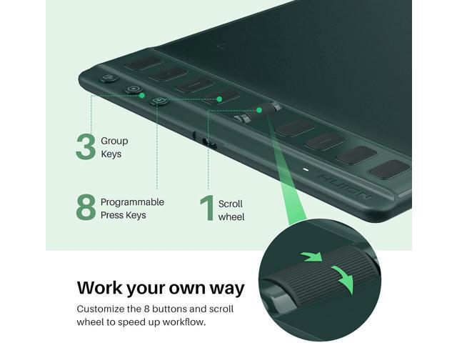 2023 HUION Inspiroy 2 Medium Drawing Tablet with Scroll Wheel 8 Customized Keys Battery-Free Stylus for Digital Art, Design, Sketch, 9x5inch...