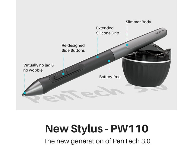 2023 HUION Inspiroy 2 Medium Drawing Tablet with Scroll Wheel 8 Customized Keys Battery-Free Stylus for Digital Art, Design, Sketch, 9x5inch...