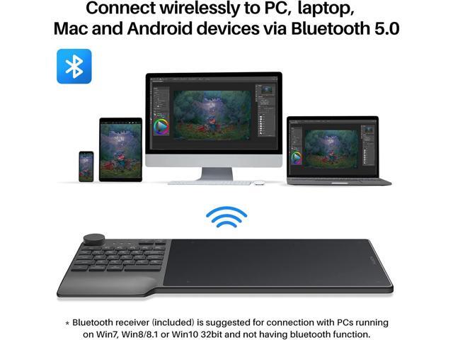 Wireless Drawing Tablet HUION Inspiroy Keydial KD200 Bluetooth Graphic Tablet with Keyboard Dial 5 Customized Express Keys Battery-Free Pen,...