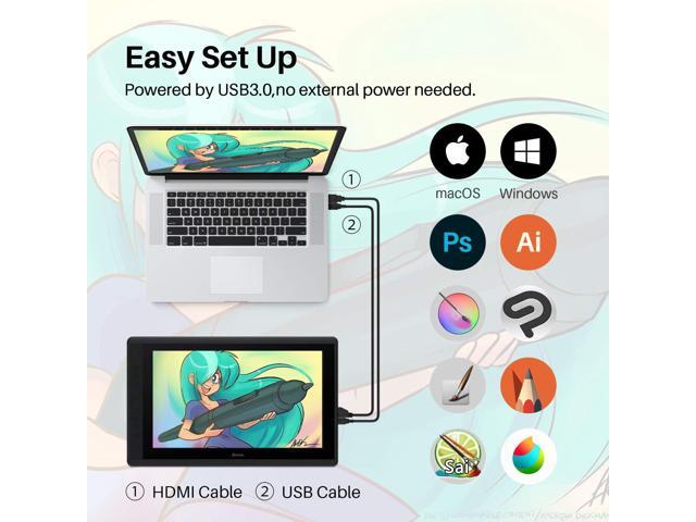 Artisul D16 15.6 Inch Drawing Tablet with Screen IPS Graphics Drawing Monitor Full Laminated Pen Display Battery-Free Stylus 8192 Levels Pressure...