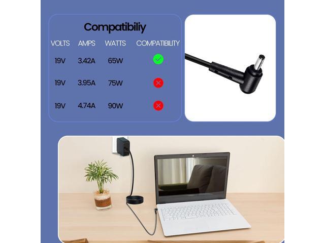 65W Laptop Charger for Gateway GWTN156 GWTN156-1bl GWTN156-5 GWTN156-4 GWTN141-2 GWTN141-4bk GWNR71517-bl GWTN156-7 GWTN156-7gr GWTN156-7bl...