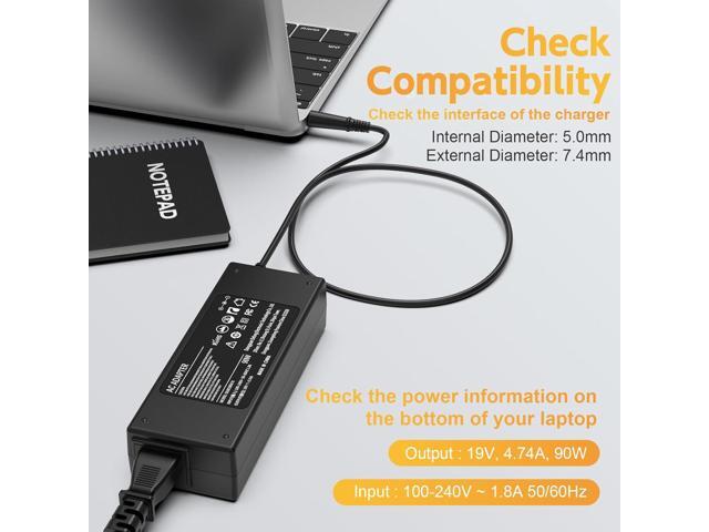 90W Laptop Adapter Charger for HP Pavilion Dv4 Dv6 Dv7 G50 G60 G60T G61 G62 G72 2000; Presario 2210B 2510P CQ40 CQ45 Cq50 Cq57 Cq58 Cq60 Cq61 Cq62...