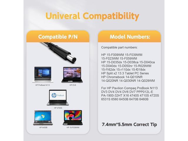 90W Laptop Adapter Charger for HP Pavilion Dv4 Dv6 Dv7 G50 G60 G60T G61 G62 G72 2000; Presario 2210B 2510P CQ40 CQ45 Cq50 Cq57 Cq58 Cq60 Cq61 Cq62...