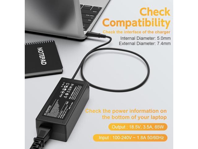 65W Laptop Charger for HP 2000 2000-2B19WM, 2000-2D19WM, 2000-2C29WM, 2000-2D49WM; Power Adapter Replacement for HP Pavilion DV7 DV6 G6 G7 DV5 DV4...