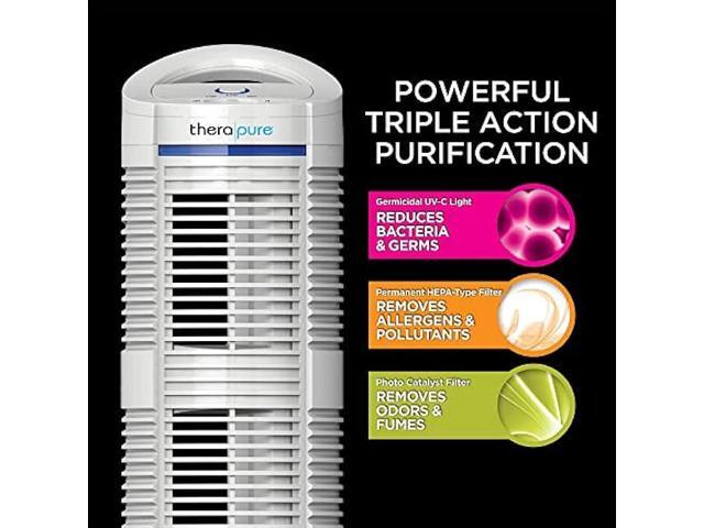 ENVION Therapure TPP220H Triple Action Purifier with 3 Fan Speeds and Built In Handle for Small Spaces up to 210 Square Feet, White