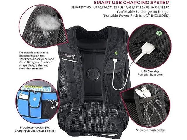 Swissdigital Design Terabyte TSA Large Business Laptop Backpack For Men, Travel Backpack With USB Charging Port,College Tech Backpacks With RFID...