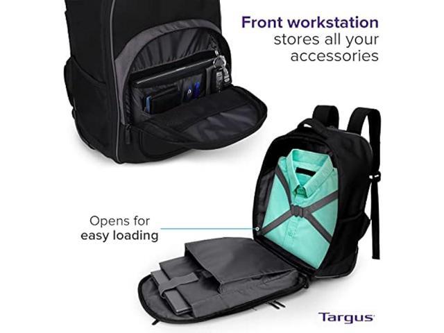 Targus 16 Inch Compact Rolling Backpack, Black - Wheeled Travel Bag with Removable Protective Laptop Sleeve, Fits Laptops Up to 16 and MacBook Pros...