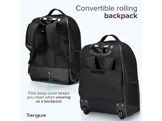 Targus 16 Inch Compact Rolling Backpack, Black - Wheeled Travel Bag with Removable Protective Laptop Sleeve, Fits Laptops Up to 16 and MacBook Pros...