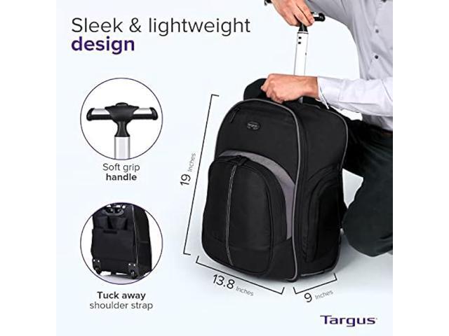 Targus 16 Inch Compact Rolling Backpack, Black - Wheeled Travel Bag with Removable Protective Laptop Sleeve, Fits Laptops Up to 16 and MacBook Pros...