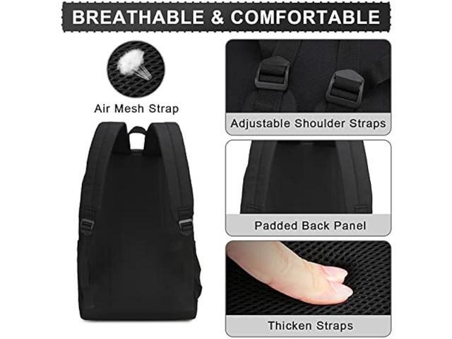 RAVUO Backpack for Men Women, Water Resistant 15.6 inch Laptop Backpack Bookbags College Daypack Black Backpack Bag with Side Pockets