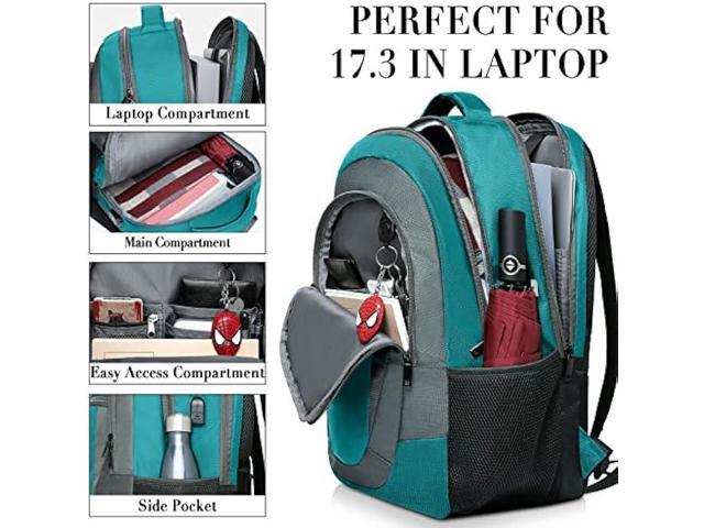 BIKROD Teal Backpack for Woman and Men, Travel Laptop School Backpack for Teens with USB Charging, Waterproof College Back Pack for 17.3 IN Laptop...