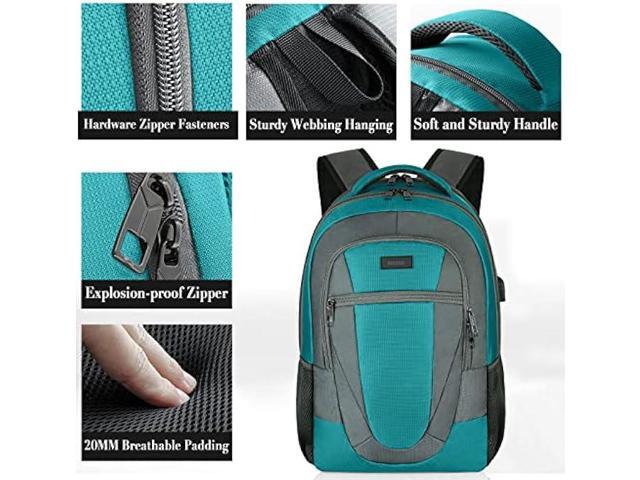 BIKROD Teal Backpack for Woman and Men, Travel Laptop School Backpack for Teens with USB Charging, Waterproof College Back Pack for 17.3 IN Laptop...