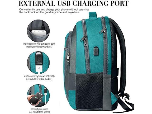BIKROD Teal Backpack for Woman and Men, Travel Laptop School Backpack for Teens with USB Charging, Waterproof College Back Pack for 17.3 IN Laptop...
