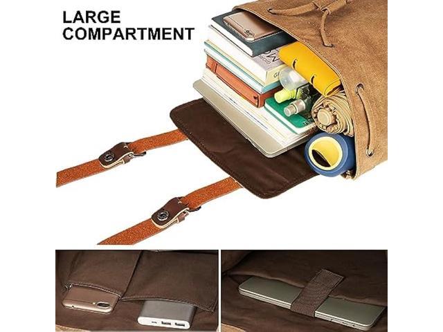 VAZUOOL Canvas Laptop Backpack, Vintage Rucksack Backpack for Men Women, Travel Backpack College Bookbag Casual Daypack Fits 15.6 Inch Laptop, Brown