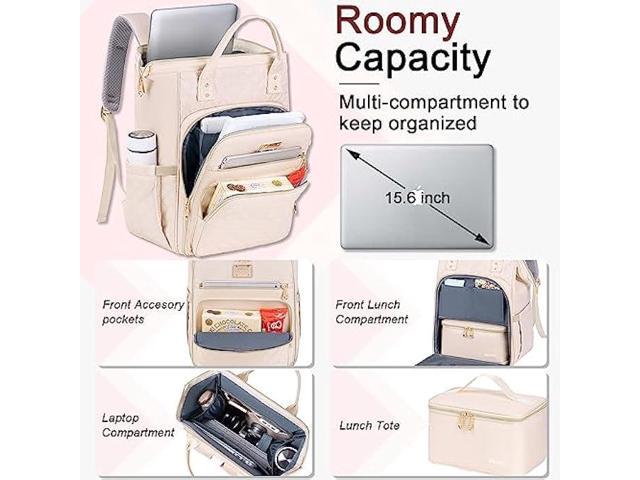 Weitars Lunch Backpack For Women,15.6 Inch Laptop Backpack For Women Backpack, Travel Backpack,Work Backpack For Women (Beige)