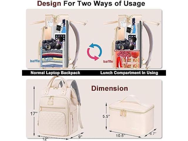 Weitars Lunch Backpack For Women,15.6 Inch Laptop Backpack For Women Backpack, Travel Backpack,Work Backpack For Women (Beige)