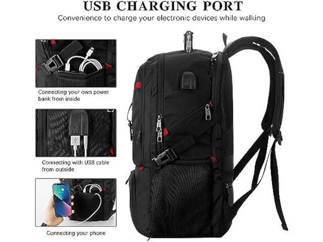 VESERI Travel Business Laptop Backpack for 18.4in PC with Shoe Compartment USB Charging Port,Sport Gym Bag for College Hiking Camping,Waterproof...