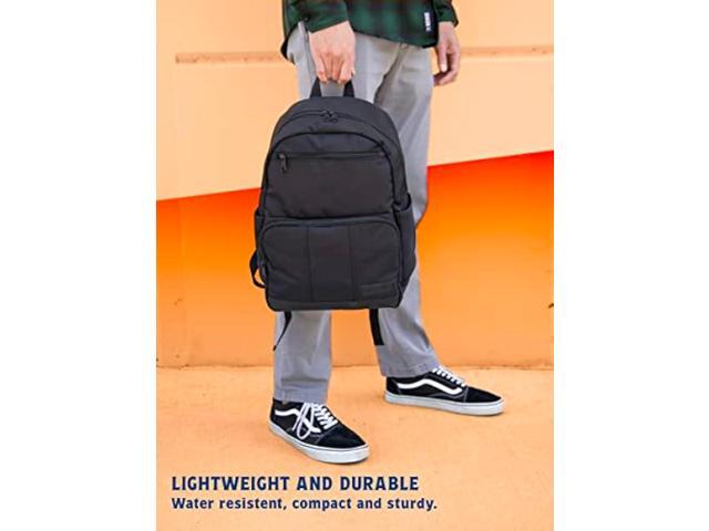 Wrangler Industry Backpack Classic Logo Water Resistant Casual Daypack with Padded Laptop Notebook Sleeve (Black)